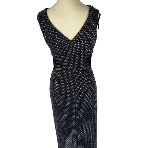 Enfocus Studio embellished sheer bodycon midi cocktail dress black& silver sz S - Picture 4 of 10